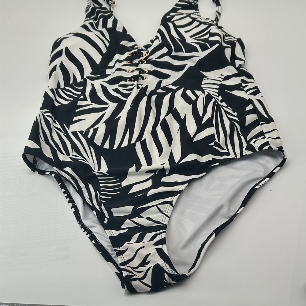 Women’s Black & White Zebra One-Piece Swimsuit - Picture 13 of 16